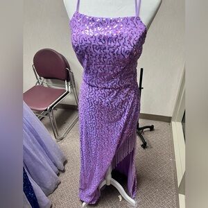 purple sequins prom dress